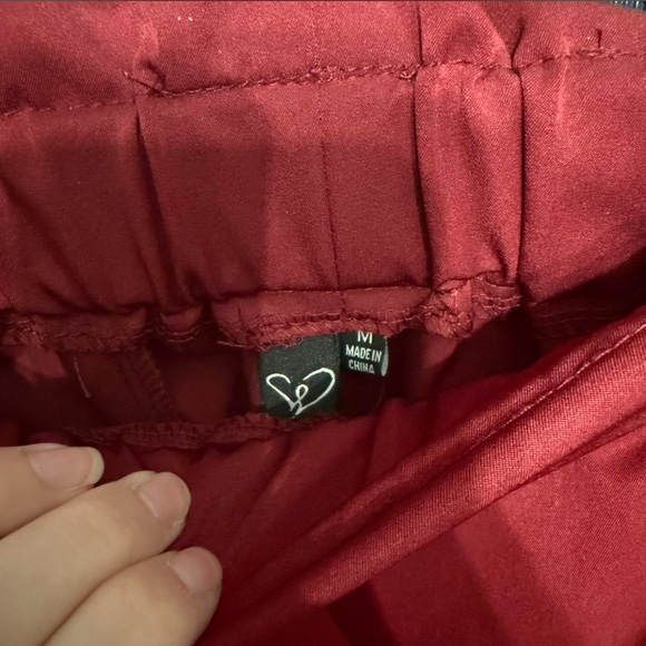 Burgundy Paperbag Shorts - Picture 2 of 4